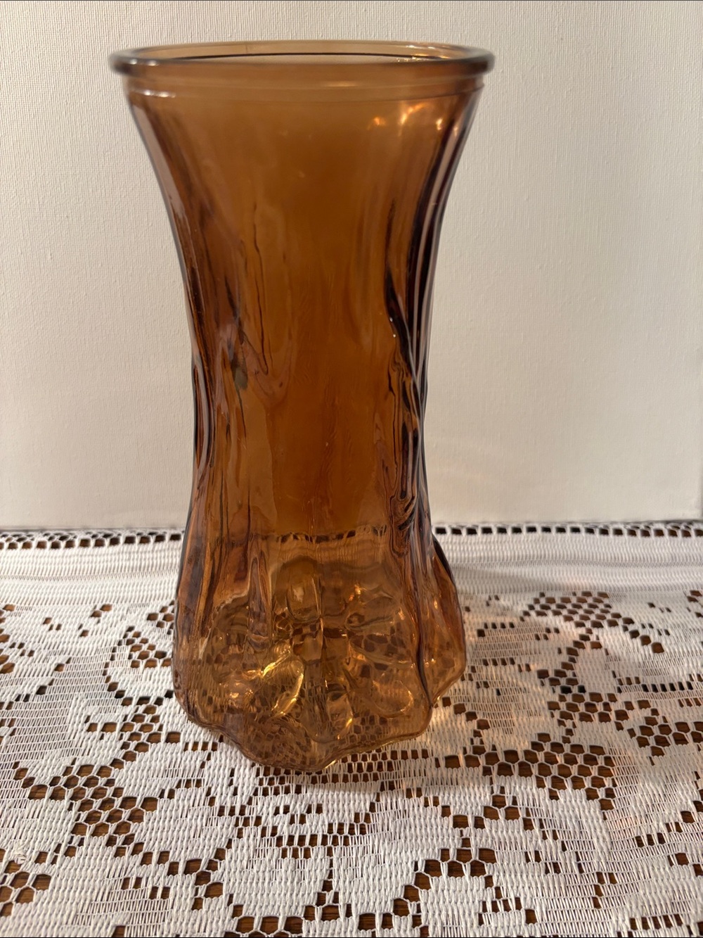 Vintage Amber Tree Trunk Glass Decorative Vase - Home Accents